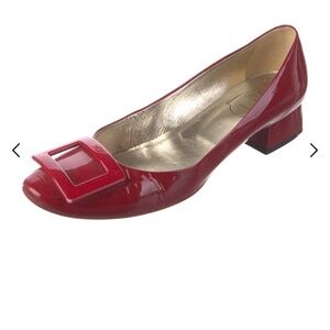 Roger Vivier Red Patent Leather Block Heel Pumps